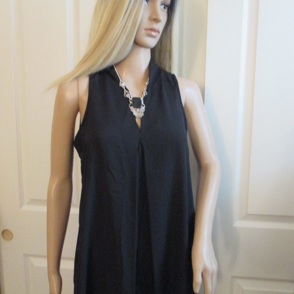 NWT - ECI black chiffon sleeveless blouse - sz S - $48. - Picture 1 of 3